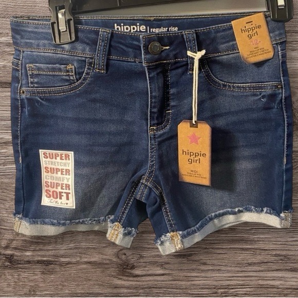 Hippie Girl Midi Jean Shorts Regular Rise Super Soft Stretch Adjustable Waist - Picture 1 of 10